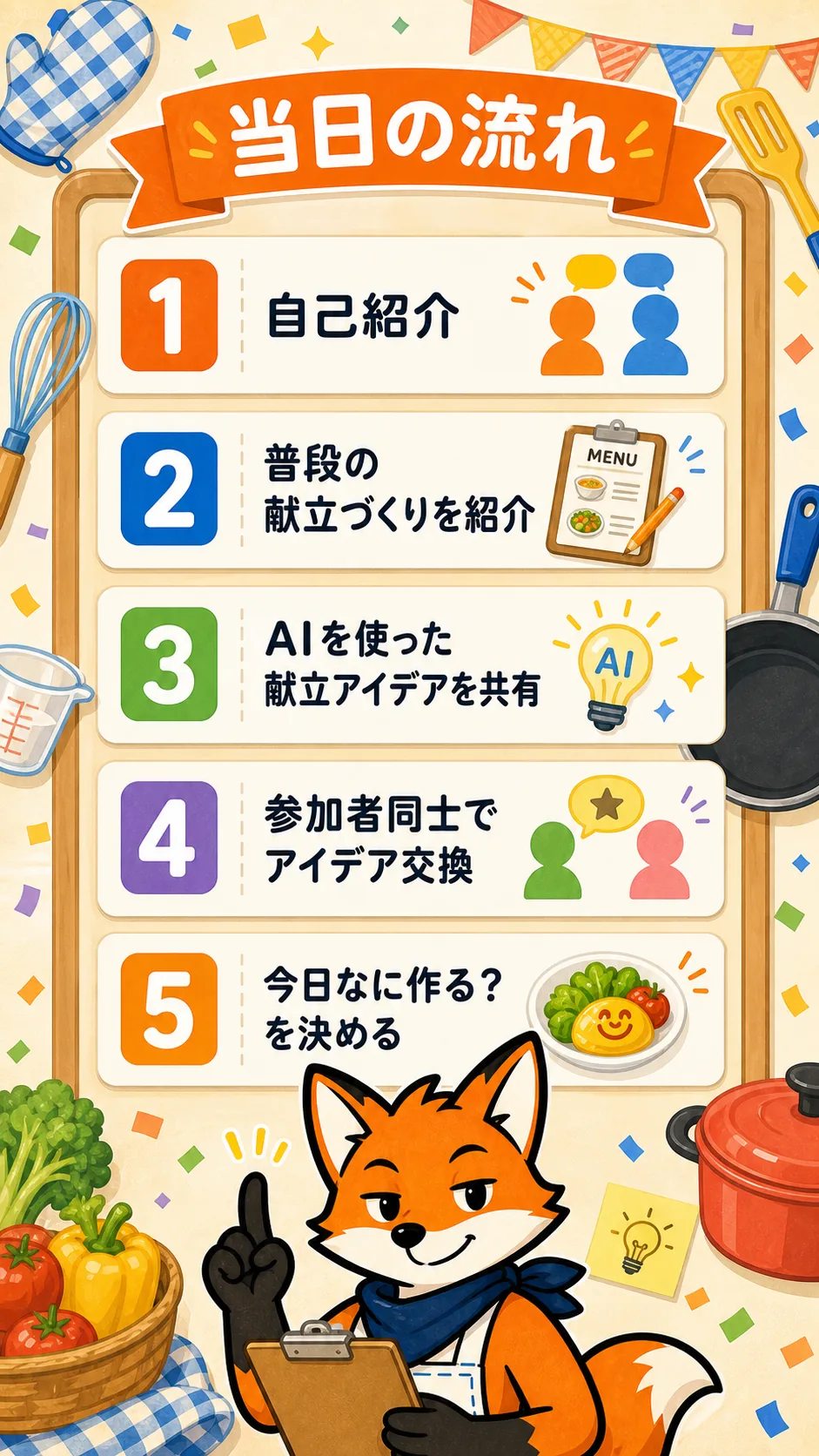 当日の流れを示すスケジュールイラスト